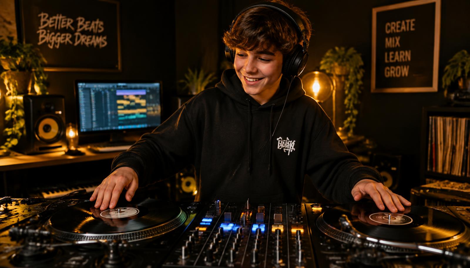 Young person enjoying a DJ session at The Music Space